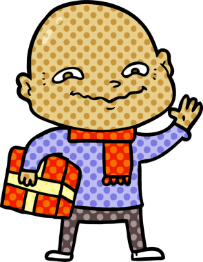 Bir insan tarafından çizilmiş, Xmas 'lı gergin bir adam.