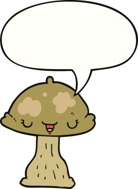 bir insan tarafından çizilmiş konuşma balonlu mantar taburesi