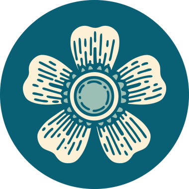 Bir insan tarafından çizilmiş bir çiçeğin ikonik dövme şekli