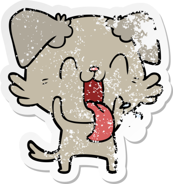 Bir insan tarafından çizilmiş, nefes nefese kalmış bir köpeğin sıkıntılı çıkartması.