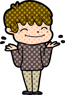 Bir insan tarafından çizilmiş mutlu çocuk çizgi filmi.