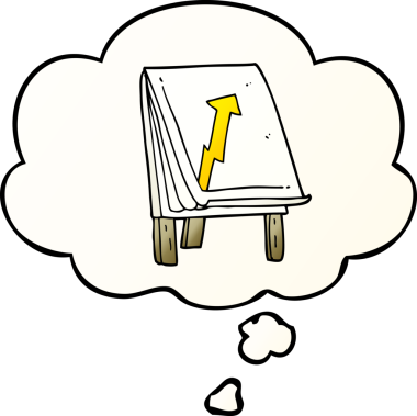 Düşünce baloncuklu oklu karikatür çizelgesi bir insan tarafından çizildi.