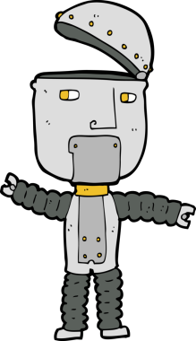 Bir insan tarafından çizilmiş çizgi film robotu