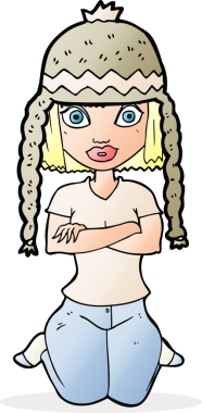 Bir insan tarafından çizilmiş şapkalı bir kadın.