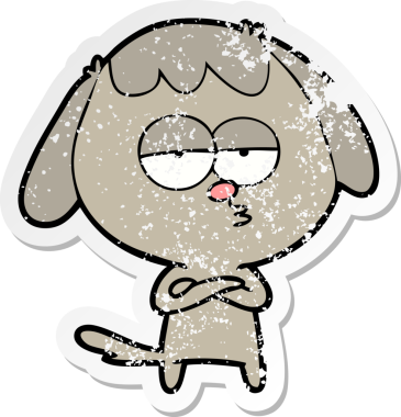 Bir insan tarafından çizilmiş sıkıntılı bir çizgi film çıkartması.