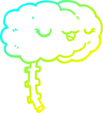 Bir insan tarafından çizilmiş mutlu bir çizgi filmin soğuk gradyan çizimi.