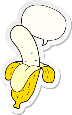 bir insan tarafından çizilmiş konuşma balonu etiketli muzlu çizgi film.