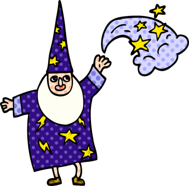 çizgi film karalama sihirbazı bir insan tarafından çizilmiş büyü