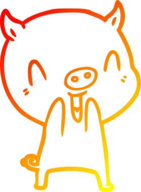 Bir insan tarafından çizilmiş mutlu çizgi film domuzu çizimi.