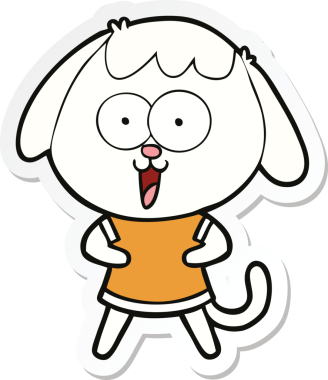 Bir insan tarafından çizilmiş şirin bir köpeğin çıkartması.