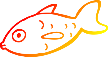 Bir insan tarafından çizilmiş karikatür balığının sıcak çizgi çizimi