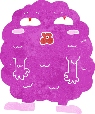 Bir insan tarafından çizilmiş komik çizgi film canavarı.