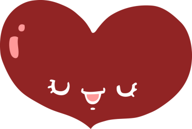 Bir insan tarafından çizilmiş düz renk çizgi film aşk kalp karakteri