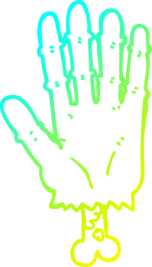 Bir insan tarafından çizilmiş bir zombi elinin soğuk çizgi çizimi.