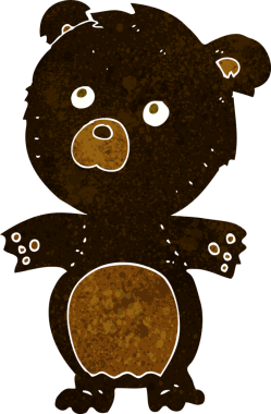 Bir insan tarafından çizilmiş komik oyuncak ayı.