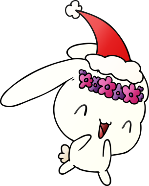 Bir insan tarafından çizilmiş kawai tavşanının el çizimi gradyan çizgi filmi.