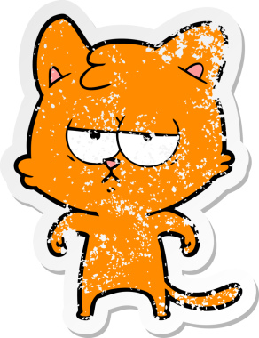 Bir insan tarafından çizilmiş sıkıntılı bir çizgi film kedisinin çıkartması.