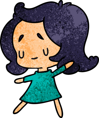 Bir insan tarafından çizilmiş sevimli bir kawai kızının desenli çizimi.