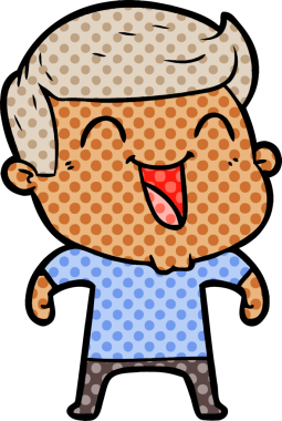 Bir insan tarafından çizilmiş gülen çizgi film adamı.