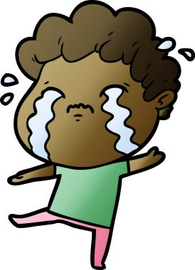 Bir insan tarafından çizilmiş ağlayan çizgi film adamı.