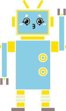 Bir insan tarafından çizilmiş düz renkli bir robot karikatürü