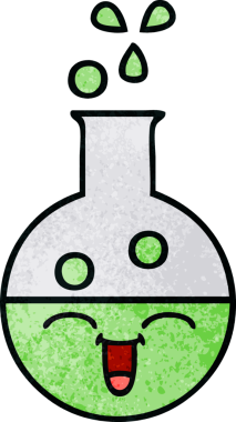 Bir insan tarafından çizilmiş bir test tüpünün retro grunge desen karikatürü