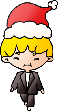 Bir insan tarafından çizilmiş Kawai çocuğunun el çizimi gradyan çizgi filmi.