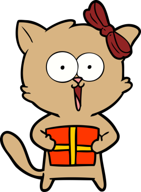 Bir insan tarafından çizilmiş çizgi film kedisi.