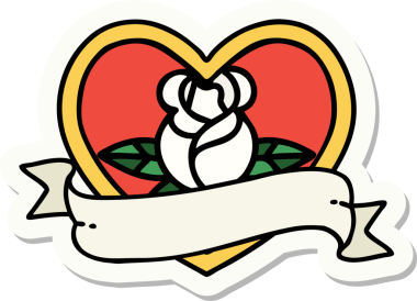 Bir insan tarafından çizilmiş, geleneksel kalp şeklinde dövme çıkartması.