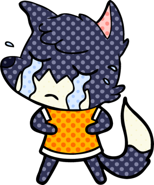 Bir insan tarafından çizilmiş ağlayan tilki çizgi filmi.