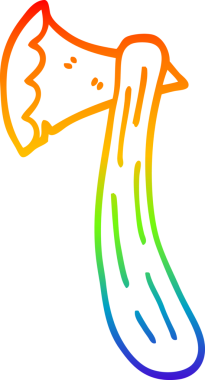 gökkuşağı gradyan çizgi çizimi bir insan tarafından çizilmiş bir balta