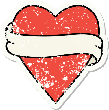 Bir insan tarafından çizilmiş geleneksel bir kalp ve bayrak stili dövmesi.