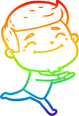 gökkuşağı gradyanı çizimi bir insan tarafından çizilmiş mutlu bir çizgi film adamı