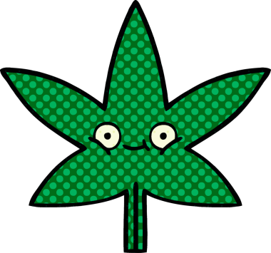Bir insan tarafından çizilmiş marihuana yaprağının karikatürü.