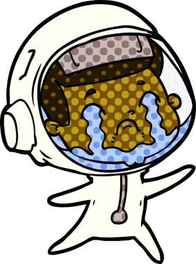 Bir insan tarafından çizilmiş ağlayan astronot çizgi filmi.