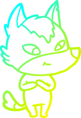 Bir insan tarafından çizilmiş dost canlısı bir kurt çizgi çizimi.