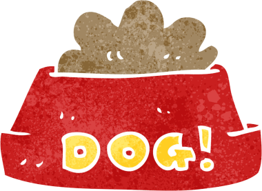 Bir insan tarafından çizilmiş çizgi film köpek maması.