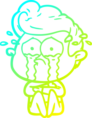 Bir insan tarafından çizilmiş ağlayan bir karikatür çizimi.