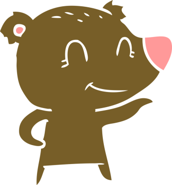 Dost canlısı ayı düz renkli çizgi film bir insan tarafından çizildi