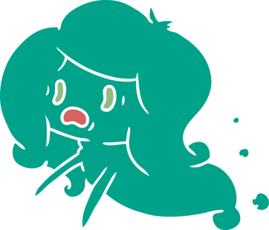 Bir insan tarafından çizilmiş kawai korkunç hayaletinin serbest çizimi.