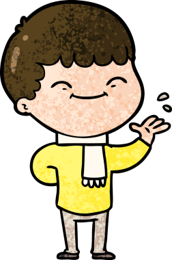 Bir insan tarafından çizilmiş mutlu çocuk çizgi filmi.