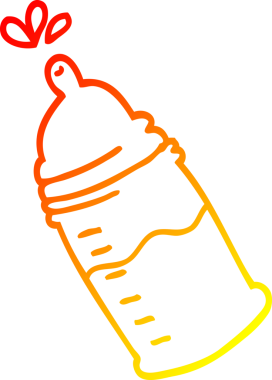 Bir insan tarafından çizilmiş karikatür bebek şişesinin sıcak çizgi çizimi