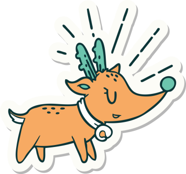 Bir insan tarafından çizilmiş dövme stili Ren geyiği etiketi.