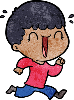 Bir insan tarafından çizilmiş gülen karikatür adam.