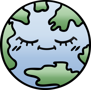 Bir insan tarafından çizilmiş bir gezegenin gölgelenmiş karikatürü.