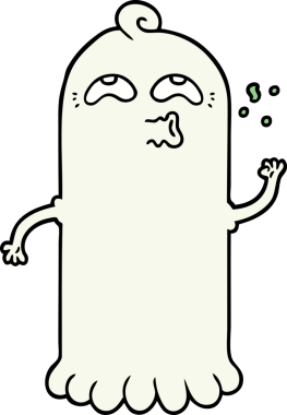 Bir insan tarafından çizilmiş çizgi film hayaleti.