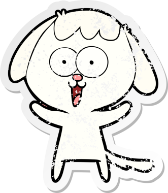 Bir insan tarafından çizilmiş şirin bir köpeğin sıkıntılı çıkartması.