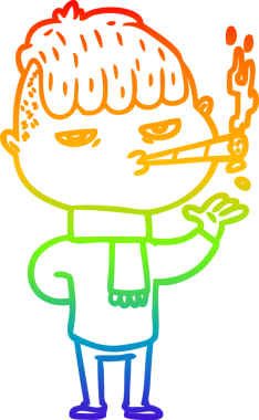 Bir insan tarafından çizilmiş sigara içen bir karikatür çizimi.