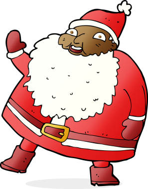 Bir insan tarafından çizilmiş komik bir Noel Baba çizgi filmi.