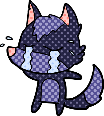 Bir insan tarafından çizilmiş ağlayan kurt çizgi filmi.